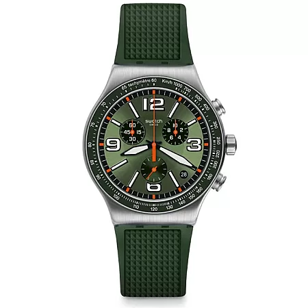 ΡΟΛΟΙ SWATCH YVS462 SWATCH Forest Grid Chronograph Green Rubber Strap