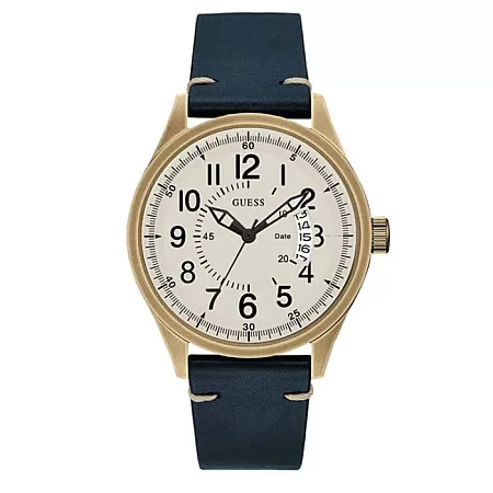 ΡΟΛΟΙ GUESS W1102G2  GUESS Mens Blue Leather Strap