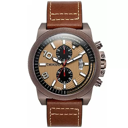 ΡΟΛΟΙ BREEZE 110852.6 BREEZE Renegade Dual Time Brown Leather Strap