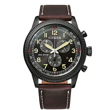 ΡΟΛΟΙ  CITIZEN AT2465-18E CITIZEN Eco-Drive Chronograph Brown Leather Strap