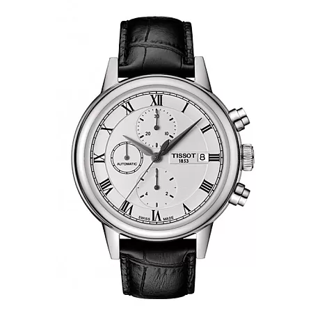 ΡΟΛΟΙ  TISSOT  T0854271601300 Tissot Carson Automatic Chronograph Black Leather Strap
