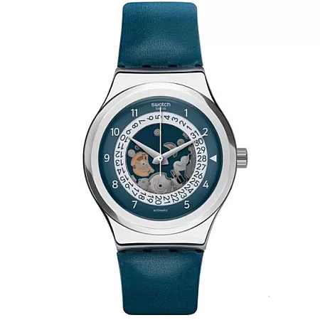 ΡΟΛΟΙ SWATCH   YIS417 SWATCH Sistem Through Automatic Blue Leather Strap