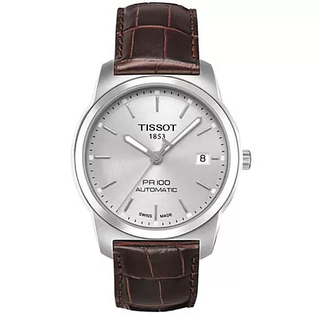 ΡΟΛΟΙ  Tissot T0494071603100 TISSOT T-Classic PR100 Automatic Brown Leather Strap