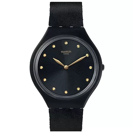 ΡΟΛΟΙ SWATCH   SVOB107 SWATCH Skinora Crystals Black Combined Materials Strap