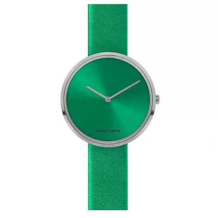 Ρολόι Jacques LEMANS 1-2056D Jacques LEMANS Design Collection Green Leather Strap