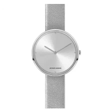 Ρολόι Jacques LEMANS 1-2056A Jacques LEMANS Design Collection Silver Leather Strap