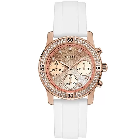 ΡΟΛΟΙ GUESS  W1098L5 GUESS Ladies Crystals White Rubber Strap