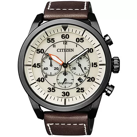 ΡΟΛΟΙ CITIZEN  CA4215-04W Citizen Eco-Drive Chronograph Brown Leather Strap
