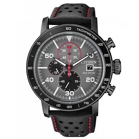 ΡΟΛΟΙ CITIZEN  CA0645-15H  CITIZEN Eco-Drive Chronograph Black Leather Strap