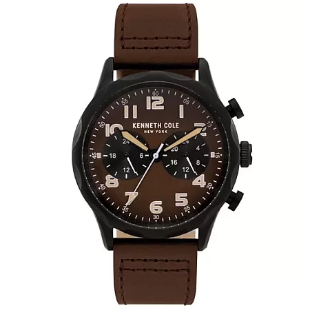 Ρολόι KENNETH COLE KC51026003 KENNETH COLE Gents Dual Time Brown Leather Strap