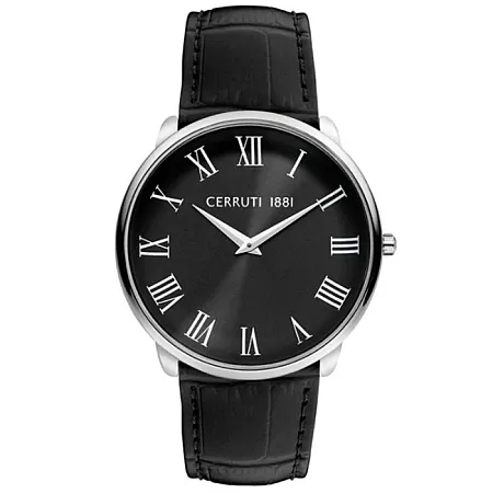 ΡΟΛΟΙ CERROUTI CRA24507 CERRUTI Aldeno Black Leather Strap