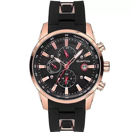 ΡΟΛΟΙ QUANTUM  ADG678.451 QUANTUM Adrenaline Dual Time Black Silicone Strap