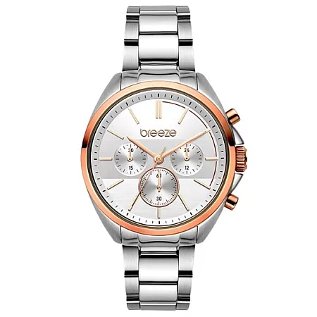 ΡΟΛΟΙ BREEZE  612031.4 BREEZE GlowRaider Chronograph Silver Stainless Steel Bracelet