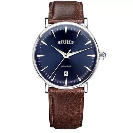 ΡΟΛΟΙ MICHEL HERBELIN MH1647-AP15BR MICHEL HERBELIN Inspiration Automatic Brown Leather Strap