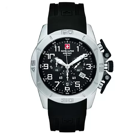 ΡΟΛΟΙ SWISS ALPINE MILITARY SAM7063.9837 SWISS ALPINE MILITARY Tornado Chronograph Black Rubber Strap