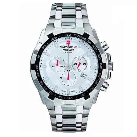 ΡΟΛΟΙ SWISS ALPINE MILITARY SAM7043.9132 SWISS ALPINE MILITARY Star Fighter Chronograph Silver Stainless Steel Bracelet