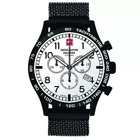 ΡΟΛΟΙ SWISS ALPINE MILITARY  SAM1746.9172 SWISS ALPINE MILITARY Aviator Chronograph Black Stainless Steel Bracelet