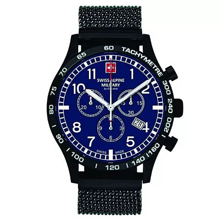 ΡΟΛΟΙ SWISS ALPINE MILITARY  SAM1746.9175 SWISS ALPINE MILITARY Aviator Chronograph Black Stainless Steel Bracelet