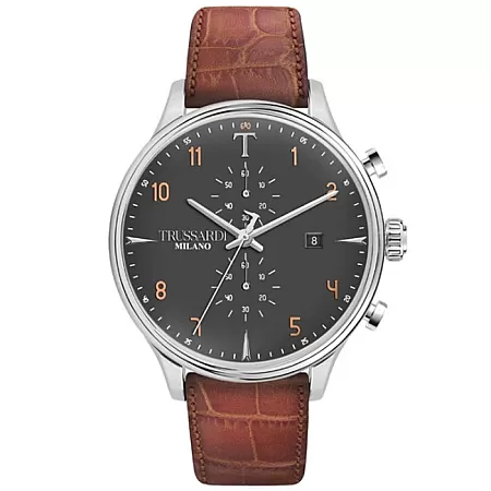 ΡΟΛΟΙ TRUSSARDI  R2471630001 TRUSSARDI T-Complicity Chronograph Brown Leather Strap