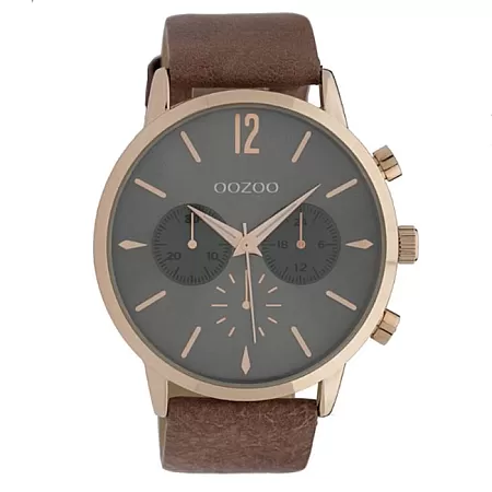 ΡΟΛΟΙ OOZOO  C9268 OOZOO Chrono Brown Leather Strap