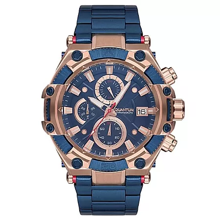 ΡΟΛΟΙ QUANTUM  HNG715.490 QUANTUM Hunter Chronograph Blue Stainless Steel Bracelet