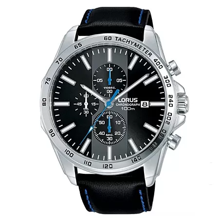 ΡΟΛΟΙ LORUS  RM391EX9 LORUS SPORTS Chronograph Black Leather Strap