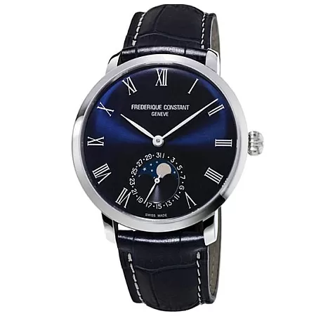 ΡΟΛΟΙ FREDERIQUE CONSTANT FC-705NR4S6 Frederique Constant Slimline Automatic Blue Leather Strap