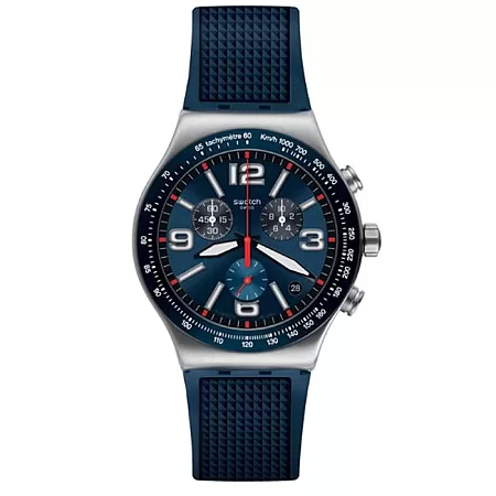 ΡΟΛΟΙ SWATCH  YVS454 SWATCH Blue Grid Chronograph Blue Rubber Strap