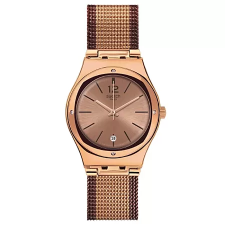 ΡΟΛΟΙ SWATCH  YLG408M SWATCH Full Rose Jacket Crystals Brown Stainless Steel Bracelet