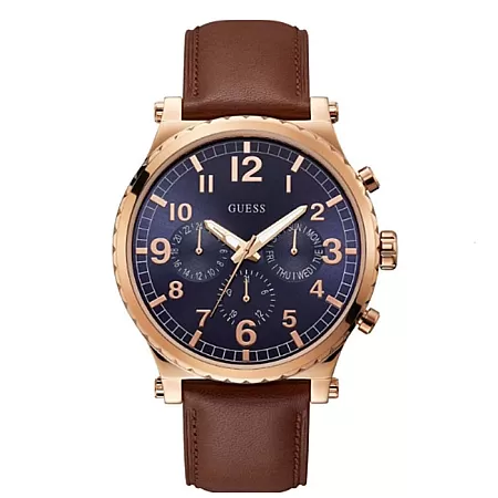 ΡΟΛΟΙ GUESS  W1215G1 GUESS Mens Brown Leather Strap