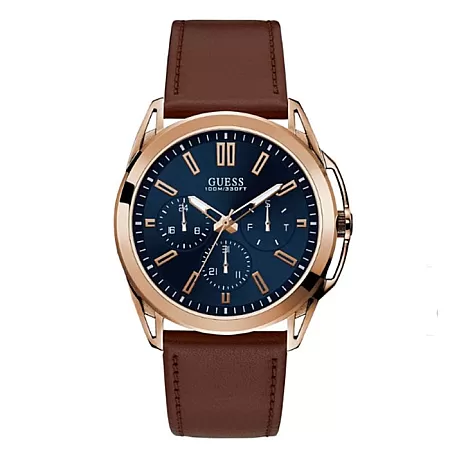 ΡΟΛΟΙ GUESS  W1217G2 GUESS Mens Brown Leather Strap