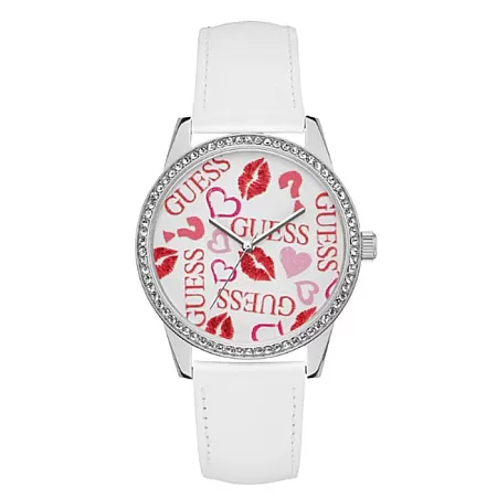 ΡΟΛΟΙ GUESS  W1206L1 GUESS Ladies Crystals White Leather Strap
