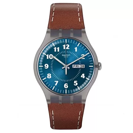 ΡΟΛΟΙ SWATCH SUOK709 Swatch Vent Brulant Brown Leather Strap