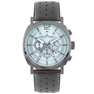 Ρολόι Jacques LEMANS 1-1645S Jacques LEMANS Lugano Chronograph Grey Leather Strap