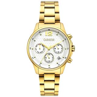 ΡΟΛΟΙ BREEZE   212431.4 BREEZE Enigma Dual Time Gold Stainless Steel Bracelet