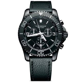 ΡΟΛΟΙ VICTORINOX  241786 VICTORINOX Maverick Chronograph Black Leather Strap