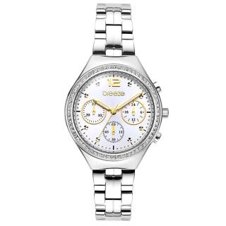 ΡΟΛΟΙ BREEZE  612561.1 BREEZE Absolute Swarovski Chronograph Silver Stainless Steel Bracelet