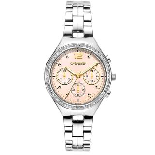 ΡΟΛΟΙ BREEZE  612561.4 BREEZE Absolute Swarovski Chronograph Silver Stainless Steel Bracelet