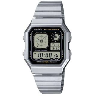 ΡΟΛΟΙ CASIO   A-130WE-1AEF CASIO Vintage Dual Time Chronograph Silver Stainless Steel Bracelet