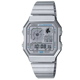 ΡΟΛΟΙ CASIO   A-130WE-7AEF CASIO Vintage Dual Time Chronograph Silver Stainless Steel Bracelet