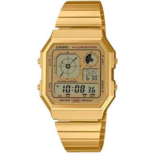 ΡΟΛΟΙ CASIO  A-130WEG-9AEF CASIO Vintage Dual Time Chronograph Gold Stainless Steel Bracelet
