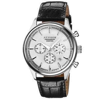 ΡΟΛΟΙ AZTORIN A039.G146  AZTORIN Casual Chronograph Black Leather Strap