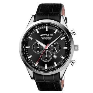 ΡΟΛΟΙ AZTORIN A047.G197 AZTORIN Sport Chronograph Black Leather Strap