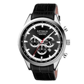 ΡΟΛΟΙ AZTORIN A047.G198 AZTORIN Sport Chronograph Black Leather Strap