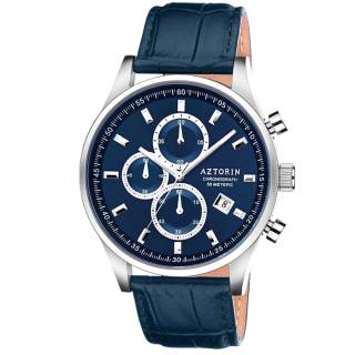 ΡΟΛΟΙ AZTORIN  A060.G378 AZTORIN Casual Chronograph Blue Leather Strap