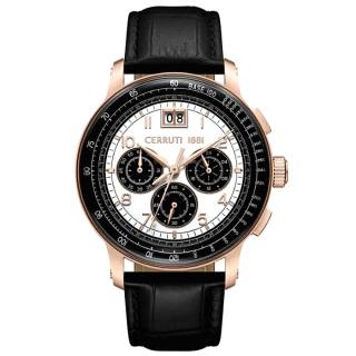 ΡΟΛΟΙ CERRUTI  CIWGC0084604 CERRUTI Petroio Chronograph Black Leather Strap