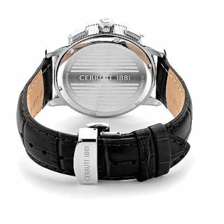 ΡΟΛΟΙ CERRUTI CIWGC2206401 CERRUTI Mucciano Chronograph  Black Leather Strap