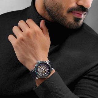 ΡΟΛΟΙ CERRUTI  CIWGQ0050301 CERRUTI Velletri Dual Time Black Silicone Strap