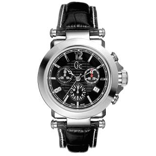 ΡΟΛΟΙ GUESS COLLECTION I31000G2 GUESS Collection B1-Class Chronograph Black Leather Strap