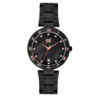 ΡΟΛΟΙ VISETTI  PE-355BB VISETTI Mother Of Pearl Crystals Black Stainless Steel Bracelet